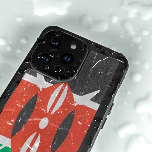 Kenya Flag Distressed iPhone 14 Pro Max Waterproof Case